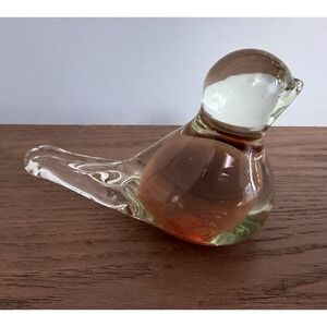 Vintage Art Glass Bird Figurine Amber Clear White Green Murano Style 4in EUC